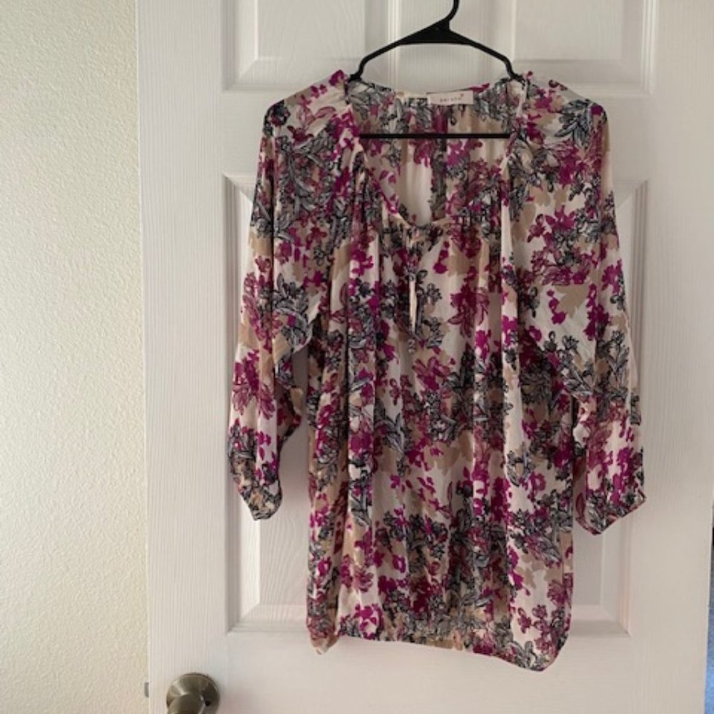 Per Una  M&S  Sheer Purple Floral Blouse Size UK 16